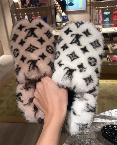 lv mink fur slippers|louis vuitton fur slides.